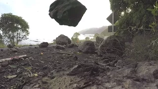 Landslide and rockfall during Kaikoura Earthquake aftershock