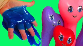 Лопаем Воздушные шарики с водой Learn colors Slime Слайм Лизун Учим цвета Песня Семья пальчиков