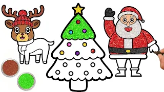 How to Draw Easy Christmas Tree - सांता क्लॉस कैसे बनाएं Christmas Drawing Coloring Chiki Art Hindi