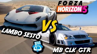 Forza Horizon 5 Comparison Lambo Sesto Elemento FE VS Mercedes CLK GTR FE which one faster?