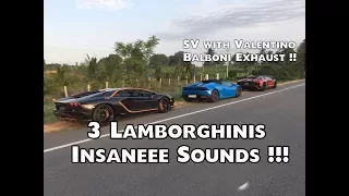 Lamborghini Huracan chasing Aventador SV and Aventador S | #174