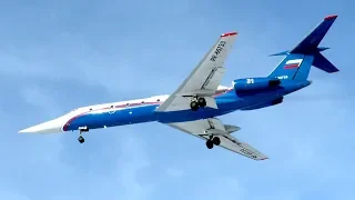 Учебный самолет Ту-134УБЛ посадка и взлет