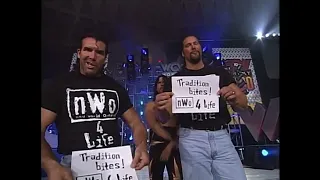 Rowdy Roddy Piper & Ric Flair Call out the NWO! Kevin Nash, Scott Hall & Syxx Arrive 1997 (WCW)