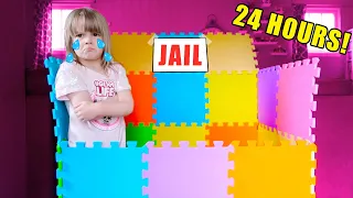 24 Hours PLAY MAT BOX FORT JAIL Challenge! 24 Hours Challenge!