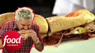 Guy Fieri Tries Delicious Meatless 'Meats' Sandwiches | Diners, Drive-Ins & Dives