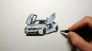 Как нарисовать машину BMW i8