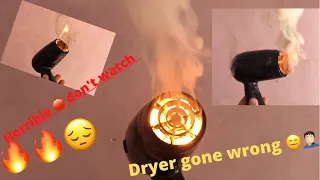 Hair dryer fail|When hair dryer is on fire |hair dryer blown up| dryer catches fire |2021 new video.
