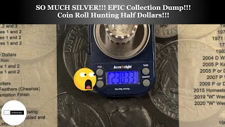 SO MUCH SILVER!!! EPIC Collection Dump!!! Coin Roll Hunting Half Dollars!!!