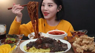 SUB)간짜장에 탕수육 군만두 중식 먹방! (feat.짬뽕국물) 짜장밥까지 리얼사운드 Jjajangmyeon mukbang fried pork&dumpling