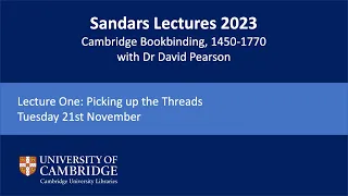 Sandars Lectures 2023: Lecture One