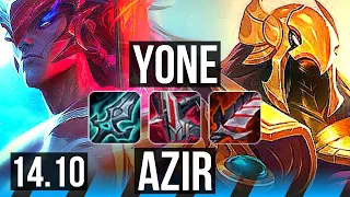 YONE vs AZIR (MID) | 8 solo kills, 52k DMG, Legendary, 500+ games | BR Diamond | 14.10