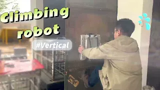 Wall-climbing robot vertically climbs metal objects