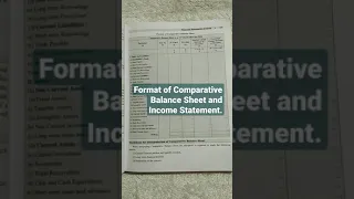 Comparative Balance Sheet & Comparative Income Statement  Format - Chapter 1 M A | #Shorts