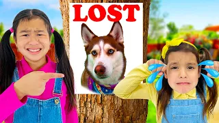 Jannie and Ellie Lost Their Pet Dog | Kids Look for Their Dogs Animal Story