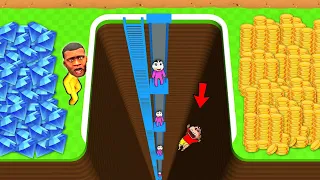 SHINCHAN and FRANKLIN Made Millions by Digging a VERY Big Hole (Dig Deeper) with CHOP | NOOB vs PRO