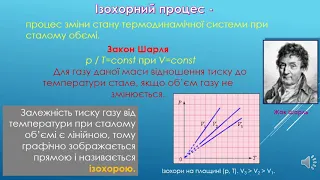 Фізика 10 клас.    Газові закони для ізопроцесів