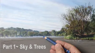 Pastel Painting Tutorial ...Landscape Painting with Pastels, Easy Way.  Sky and Trees ~ Part 1.