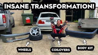 E46 PAINT, WHEELS, COILOVERS & BODY KIT INSTALL! BUDGET M3 BUILD