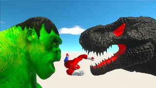 HULK GORO vs SPIDERMAN GORO vs DARK T-REX DEATH RUN - Animal Revolt Battle Simulator