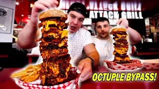 20,000 CALORIE OCTUPLE BYPASS BURGER AT THE HEART ATTACK GRILL! Ft. PHIL MORSE.