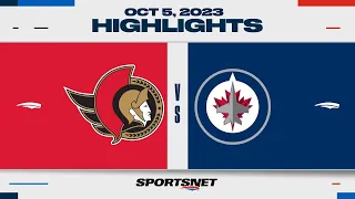 NHL Pre-Season Highlights | Senators vs. Jets - October 5, 2023