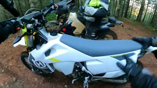 Husqvarna FE 350s & 501 swap offroad--owners offer thoughts while riding of bike differences.