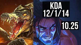 RENEKTON vs SYLAS (TOP) | 12/1/14, Rank 8 Renekton, Dominating | KR Challenger | v10.25