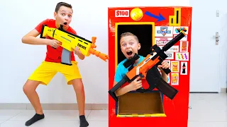 NERF Vending Machine Challenge with Roman and Max