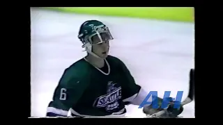 OHL WHL QMJHL Memorial Cup May 16, 1992 Zac Boyer,KAM v Brendan Witt,SEA (hit) Kamloops Blazers Seat