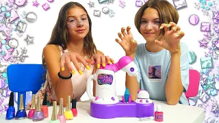 Oyuncak manikür yapma makinesi! Polen partiye hazırlanıyor! Kız çocuklar için video