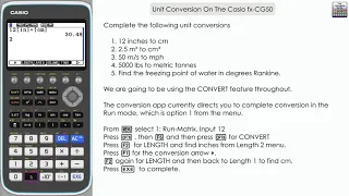 Converting Units On A Casio fx-CG50 | Unit Conversion Casio Graphing Calculator