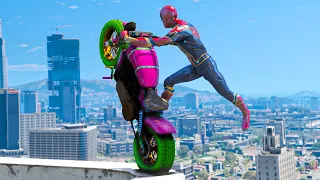 GTA 5 Iron Spiderman Motorcycle Stunts/Fails/Ragdolls Episode 23 (Euphoria Ragdolls)