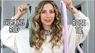 HEATLESS CURLS CURLING ROD VS ROBE TIE - WHICH IS BETTER? Overnight Heatless Curls Tutorial