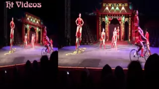 Chinese circus -  The show of girl gymnasts on bicycles