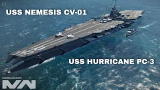 Modern Warships: USS HURRICANE PC-3 & USS NEMESIS CV-01 size comparison.