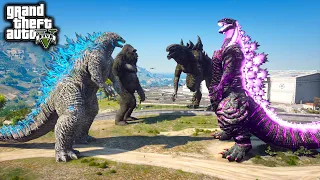 Godzilla, Kong Vs Shin Godzilla, Zilla 1998 Battle  ( GTA V Mods )