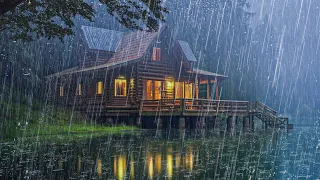 Pioggia Rilassante per Dormire - Forti Piogge, Vento Forte e Tuoni sul Tetto nella Foresta Nebbiosa