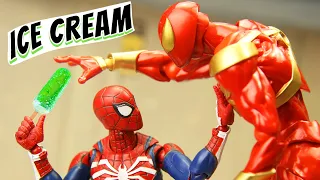 SPIDER MAN vs IRON SPIDER Stolen Ice Cream Fight | Figure Stop Motion