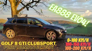 VW Golf 8 GTI Clubsport EA888 EVO4 300PS/400NM 0-100 100-150 100-200 km/h GPS 10HZ