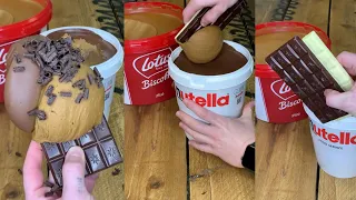 Double Nutella Bucket & Chocolate Mixing ASMR | Satisfying