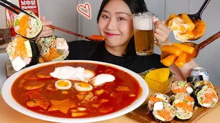 MUKBANG) 새벽에 국물까지 퍼먹는 마늘떡볶이🌶+리코타치즈&키토김밥 떡볶이 먹방 tteokbokki asmr real sound eating