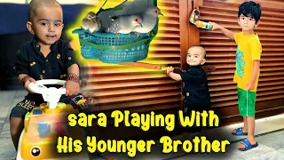 Playing with Younger Brother 🥰 #saravlogs #birds #fun #brother