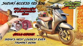 India's Most Loudest Ever Trumpet Horn Installed In SUZUKI ACCESS 125BS6| Full Horn & Wiring Fitting