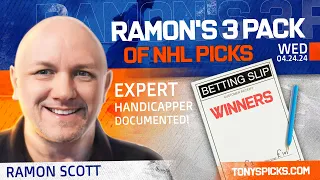 3 FREE NHL Picks and Predictions on NHL Betting Tips by Ramon Scott, Wednesday 4/24/2024