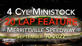 🏁 Merrittville Speedway 9/10/22 4cyl MINISTOCK FEATURE RACE - DIRT TRACK RACING - Drone Aerial View