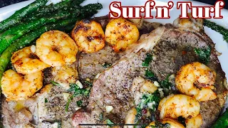 Garlic Butter Steak And Shrimp SURF AND TURF Recipe!