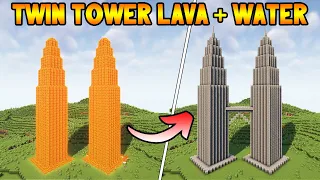 Minecraft: How to Build Twin Tower using Lava & Water
