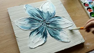 (68) Easy Textured Flower Painting with Acrylics / How to Paint a Flower