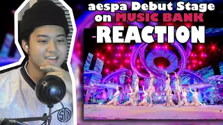 aespa 'Black Mamba' Music Bank Debut Stage | REACTION