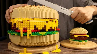 I Built A Lego GIANT BURGER in real life ASMR - Stop Motion Cooking